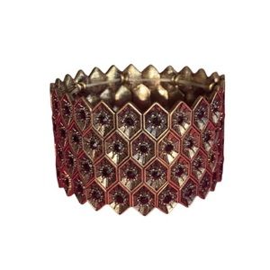 Geometric Rhinestone Honeycomb Cuff Bracelet
